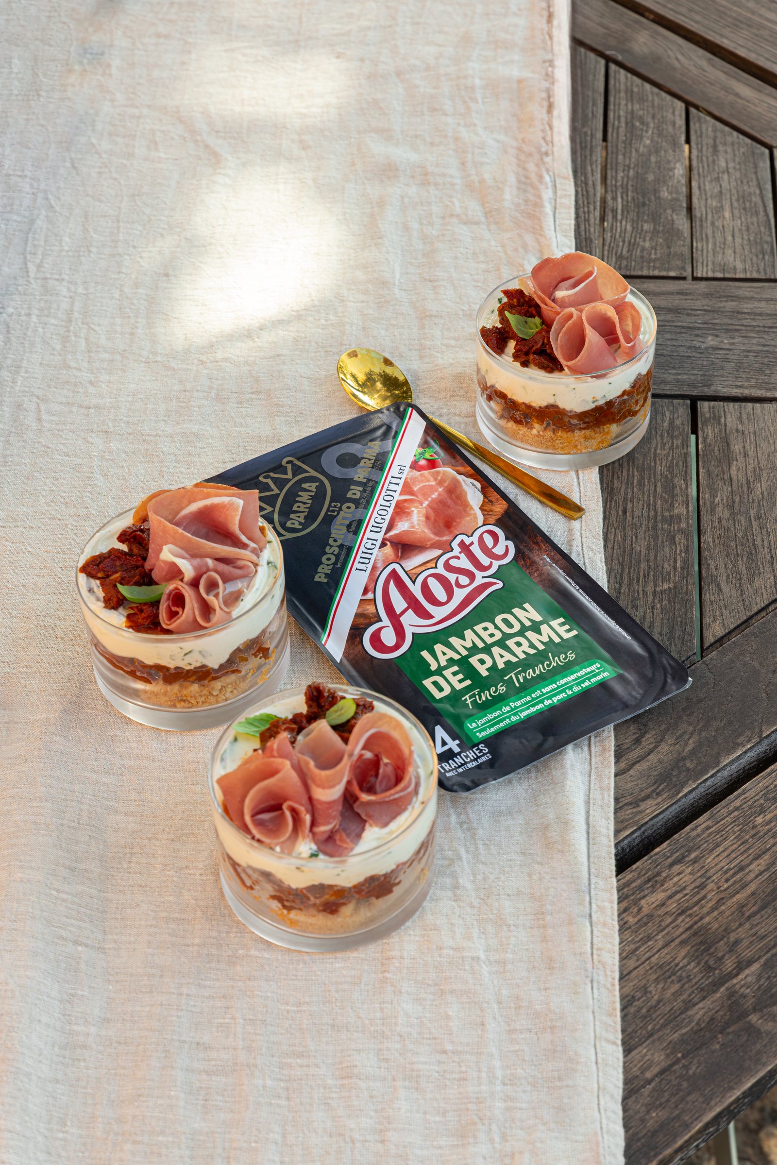 Aoste verrines apéritives, Jambon de Parme