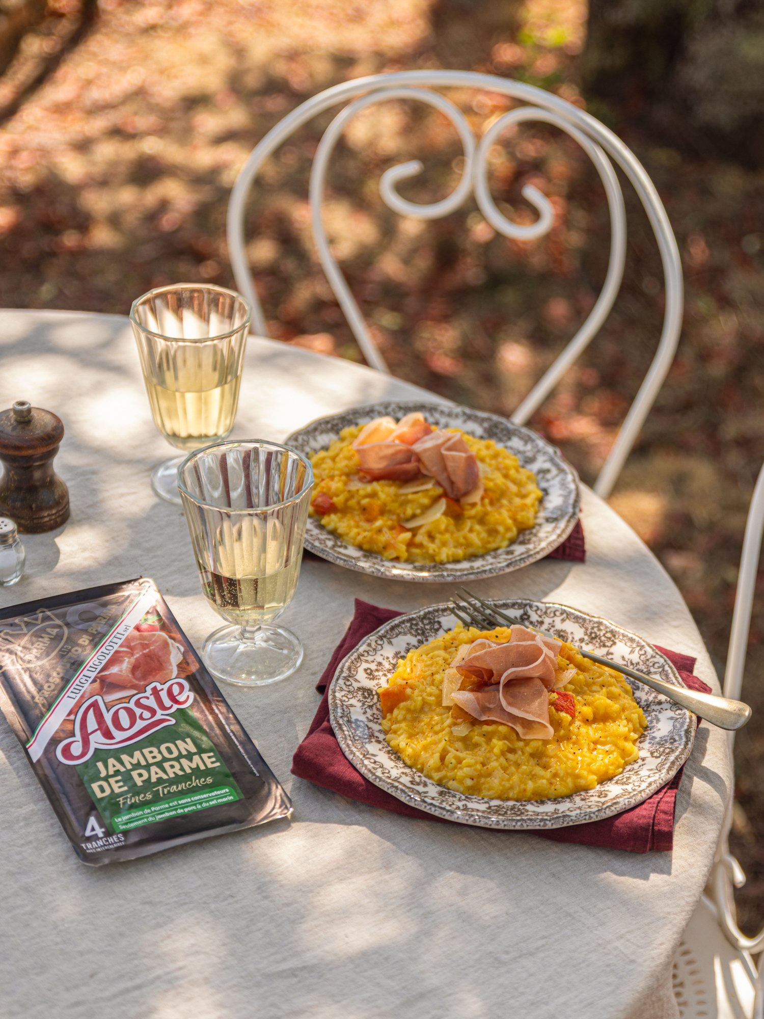 Aoste risotto au jardin, Jambon de Parme