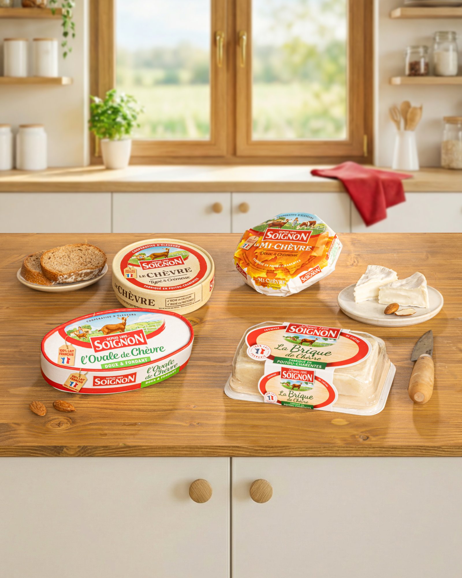 Soignon, pâte molle et brique de chèvre