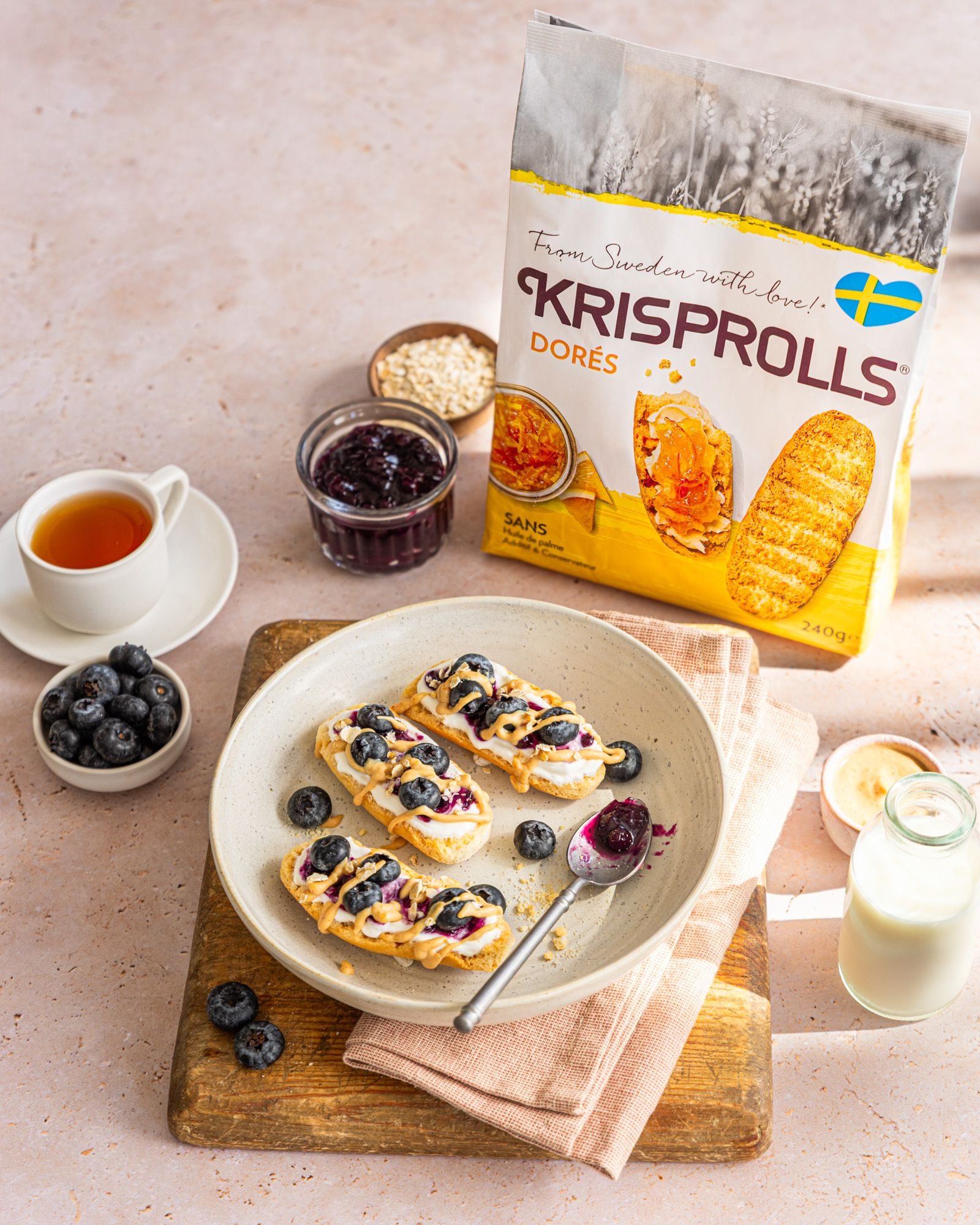 Krisprolls tartines myrtilles et beurre de cacahuète
