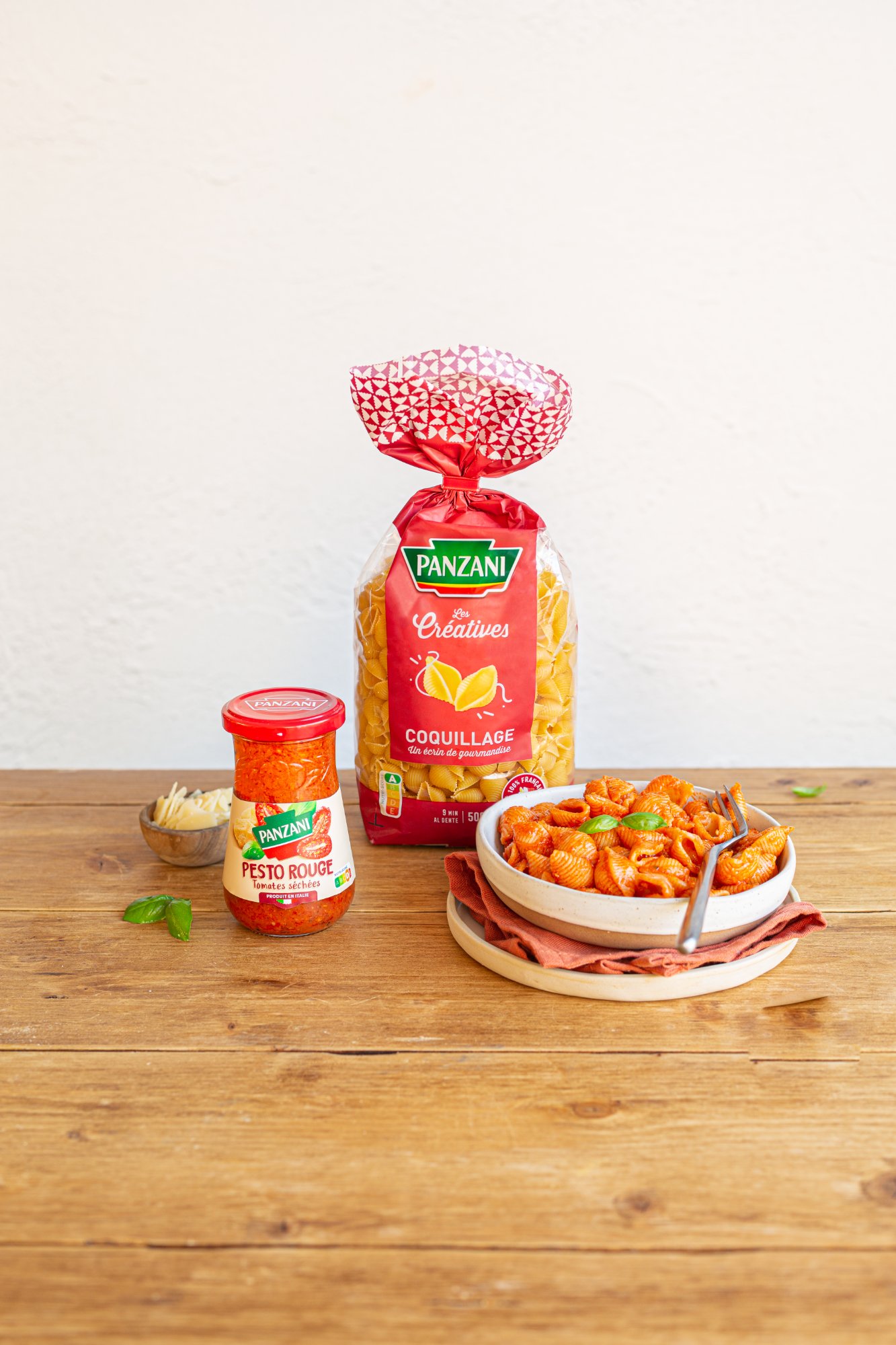 Panzani, pesto rouge coquillage packaging et recette