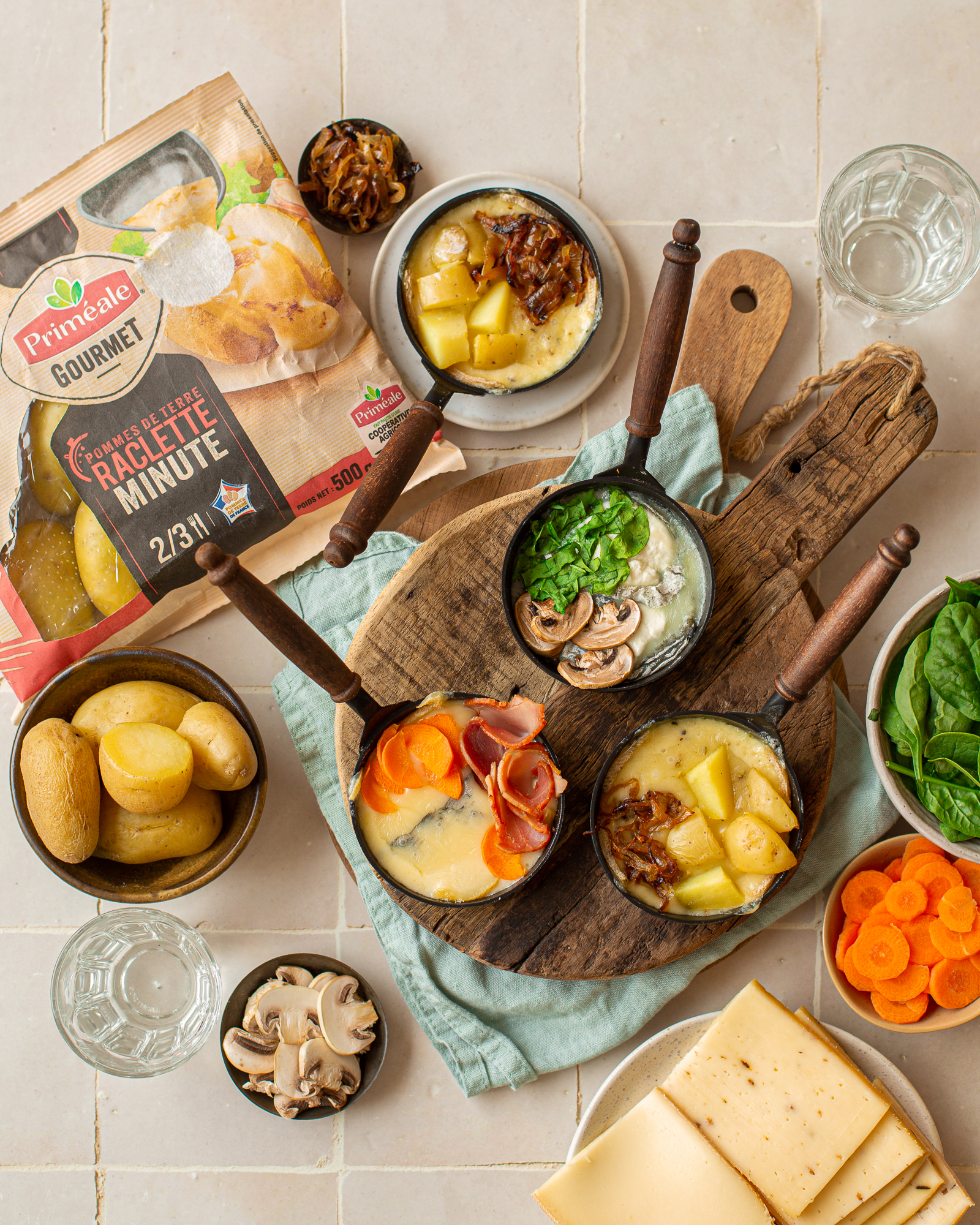 Priméale Raclette Minute, top view 4 poêlons